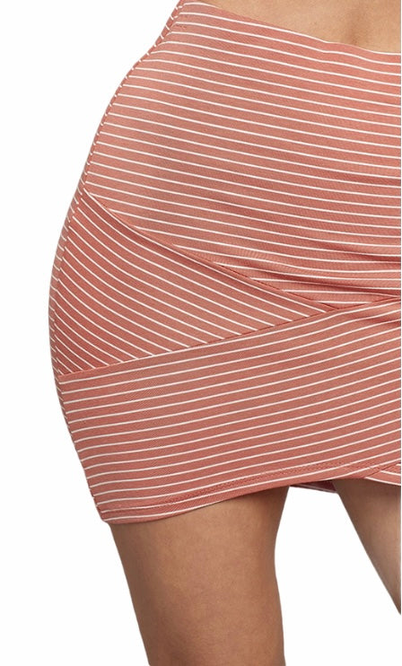 Front Cross Mini Skirt- Rose/Soft White